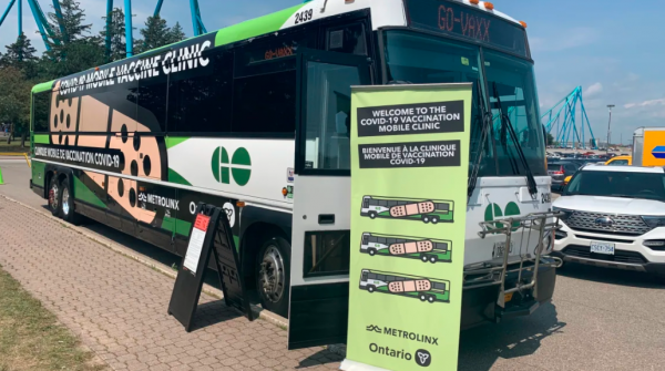 شرکت حمل و نقل مترولینکس دو دستگاه اتوبوس را جهت واکسیناسیون کرونا به محل های پر رفت و آمد اعزام می نماید